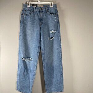 Levi's Premium Baggy Dad Denim Jeans Women 27 Mid Rise Blue Distressed Big E NWT